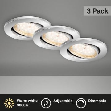 Briloner 7219-038 - KIT 3x Infälld dimbar LED badrumsbelysning 1xGU10/5W/230V IP23