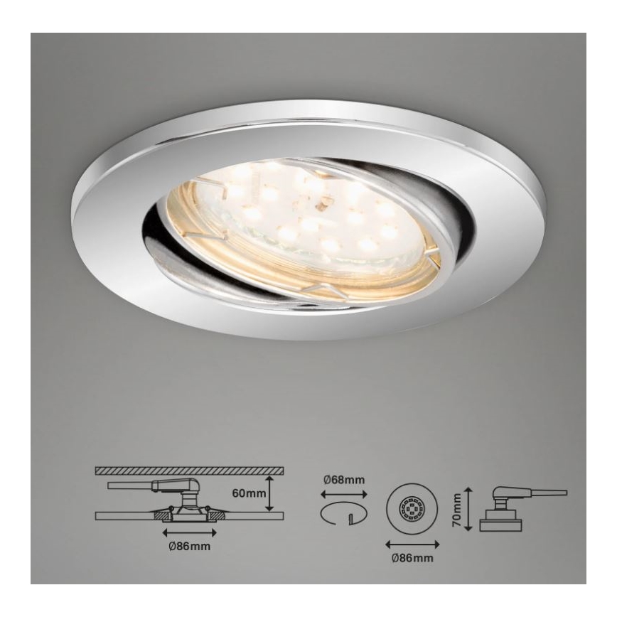 Briloner 7219-038 - KIT 3x Infälld dimbar LED badrumsbelysning 1xGU10/5W/230V IP23