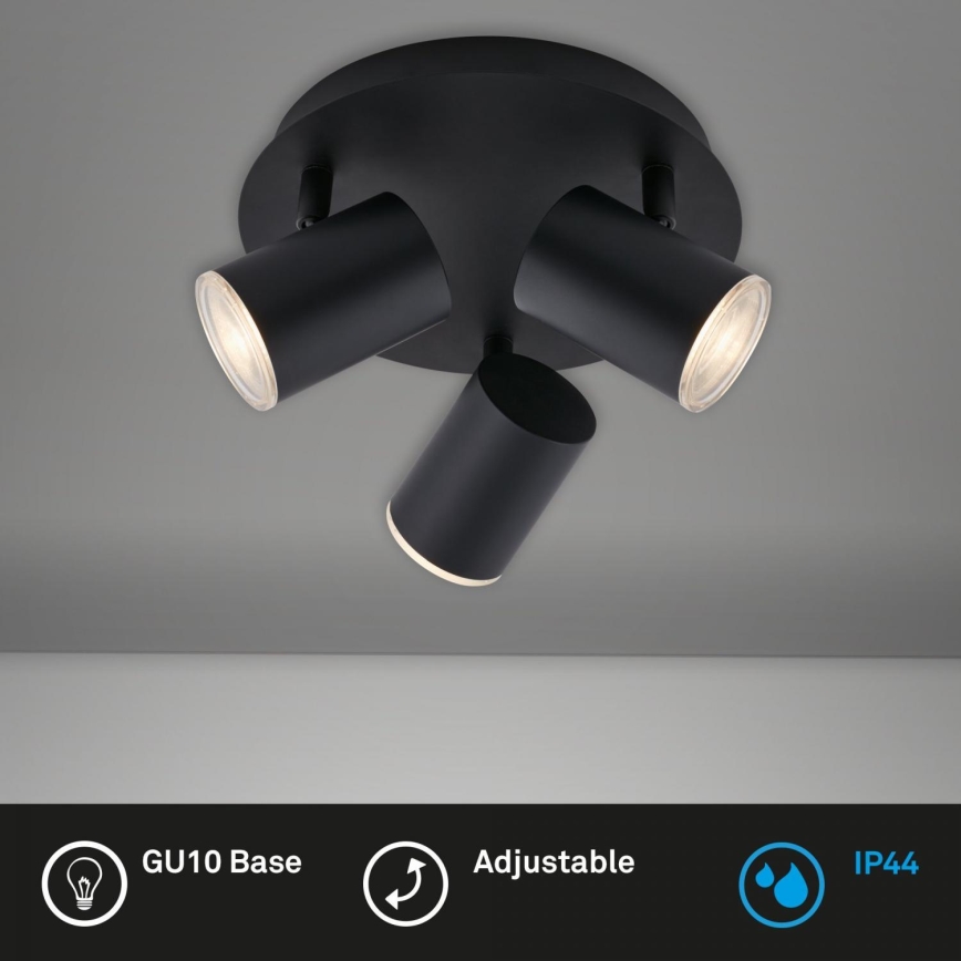 Briloner 10476229 - Badrumsspotlight 3xGU10/5W/230V IP44 svart