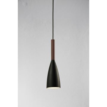 DFTP by Nordlux - Ljuskrona med textilsladd PURE 1xE27/40W/230V diameter 10 cm svart/valnöt