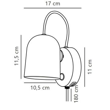 DFTP by Nordlux - Väggspotlight med USB port ANGLE 1xGU10/25W/230V svart