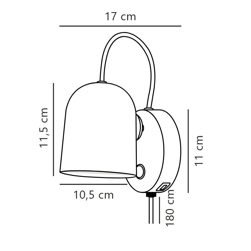 DFTP by Nordlux - Väggspotlight med USB port ANGLE 1xGU10/25W/230V svart