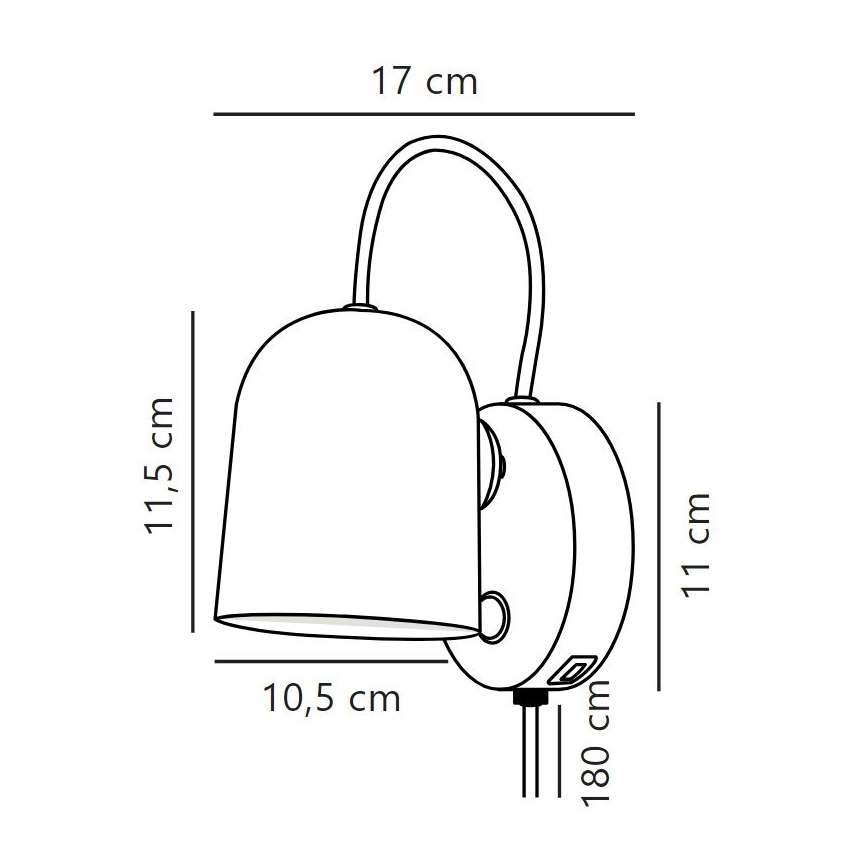 DFTP by Nordlux - Väggspotlight med USB port ANGLE 1xGU10/25W/230V vit