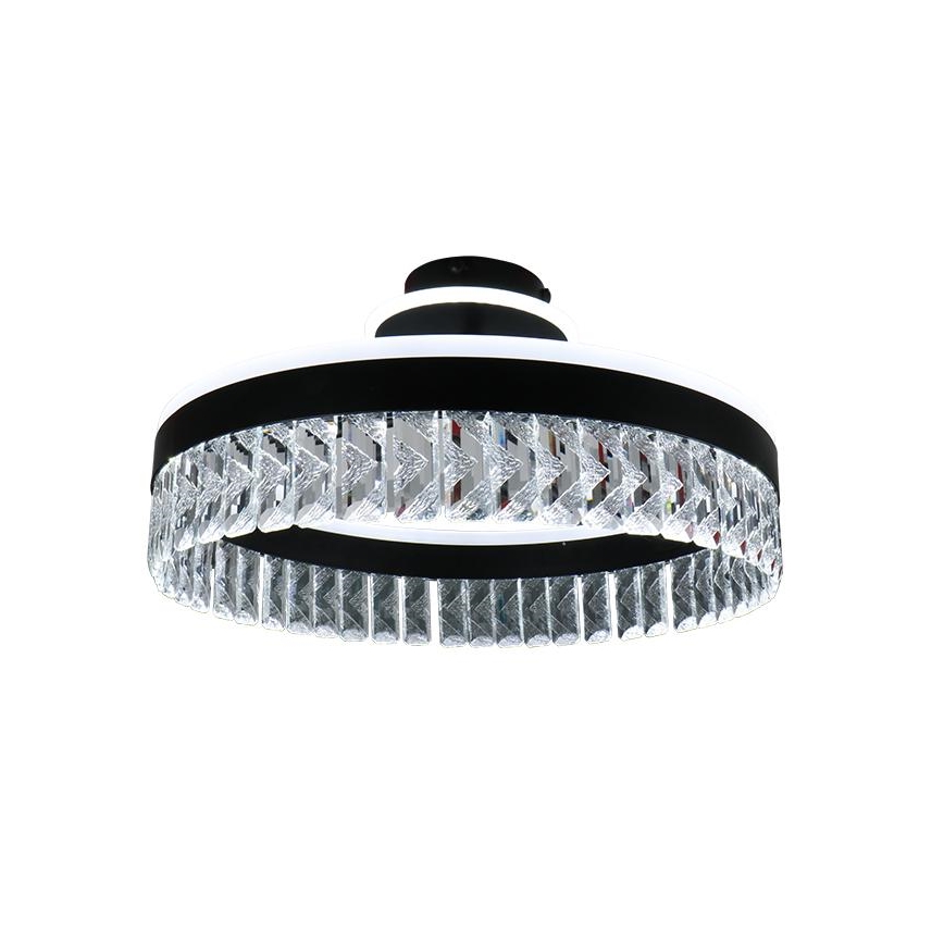 LED Ljusreglerad kristall fäst ljuskrona LED/75W/230V 3000-6500K svart + fjärrkontroll