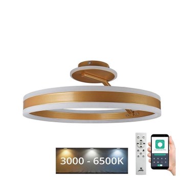 Dimbar LED ytmonterad ljuskrona LED/86W/230V 3000-6500K guld + fjärrkontroll