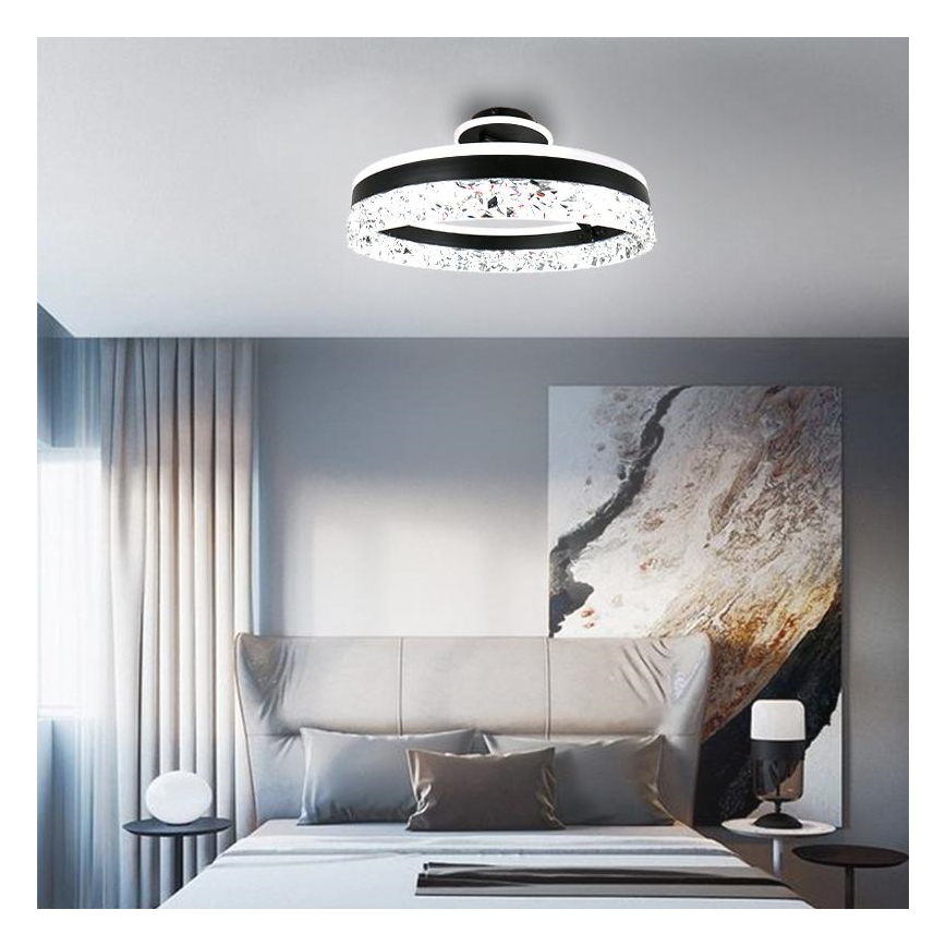 Dimbar LED ytmonterad ljuskrona LED/86W/230V 3000-6500K svart + fjärrkontroll