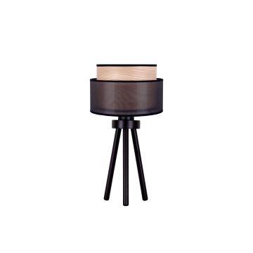 Duolla - Bordslampa WOOD BOHO 1xE27/15W/230V svart/beige