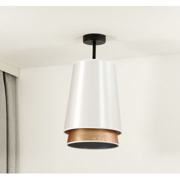 Duolla - Fäst ljuskrona BELL SHINY 1xE27/15W/230V vit/koppar