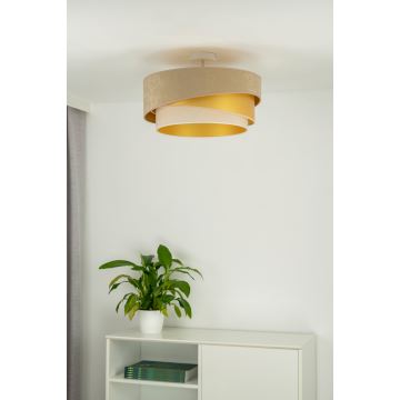 Duolla - Fäst ljuskrona KOBO 1xE27/15W/230V diameter 45 cm beige/guld/grädde