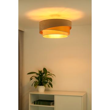 Duolla - Fäst ljuskrona KOBO 1xE27/15W/230V diameter 45 cm beige/guld/grädde