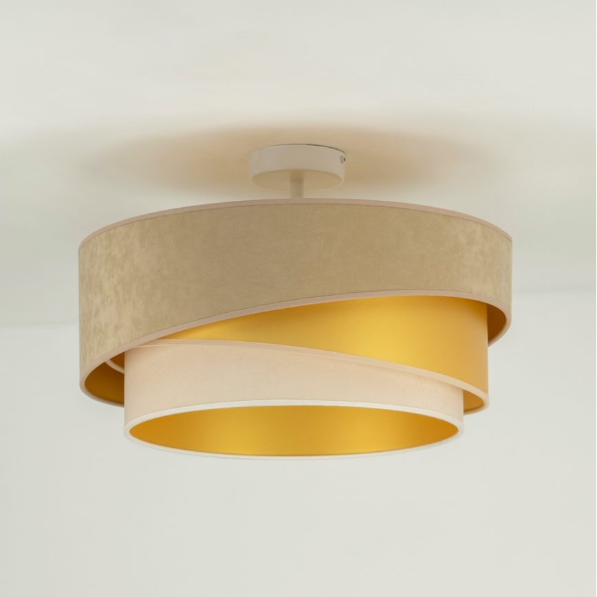 Duolla - Fäst ljuskrona KOBO 1xE27/15W/230V diameter 45 cm beige/guld/grädde