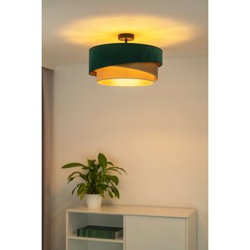 Duolla - Fäst ljuskrona KOBO 1xE27/15W/230V diameter 45 cm grön/guld/grädde