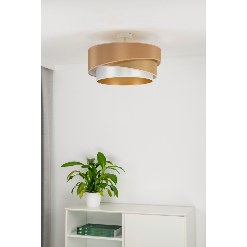 Duolla - Fäst ljuskrona KOBO 1xE27/15W/230V diameter 45 cm koppar/guld/vit