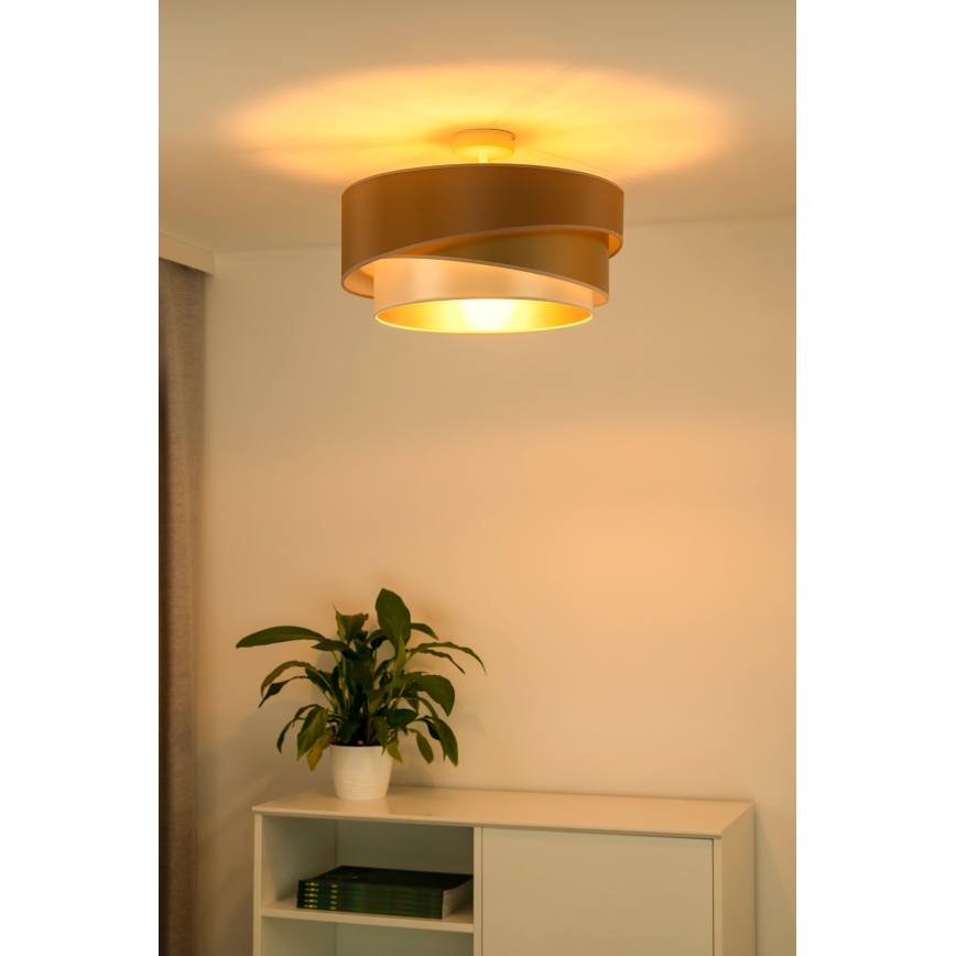 Duolla - Fäst ljuskrona KOBO 1xE27/15W/230V diameter 45 cm koppar/guld/vit