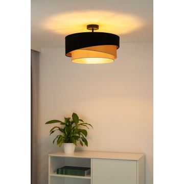 Duolla - Fäst ljuskrona KOBO 1xE27/15W/230V diameter 45 cm svart/guld/grädde