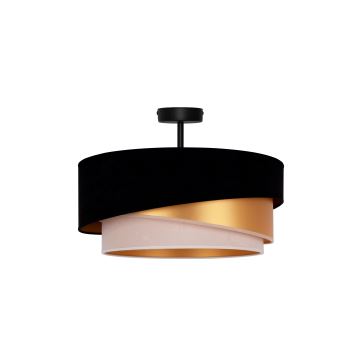 Duolla - Fäst ljuskrona KOBO 1xE27/15W/230V diameter 45 cm svart/guld/grädde