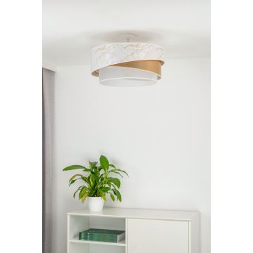 Duolla - Fäst ljuskrona KOBO 1xE27/15W/230V diameter 45 cm vit/guld