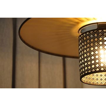 Duolla - Fäst ljuskrona TOKYO RATTAN 1xE27/15W/230V guld/svart