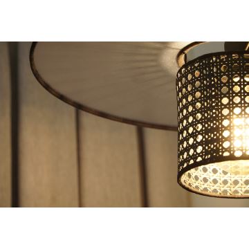 Duolla - Fäst ljuskrona TOKYO RATTAN 1xE27/15W/230V svart/silver