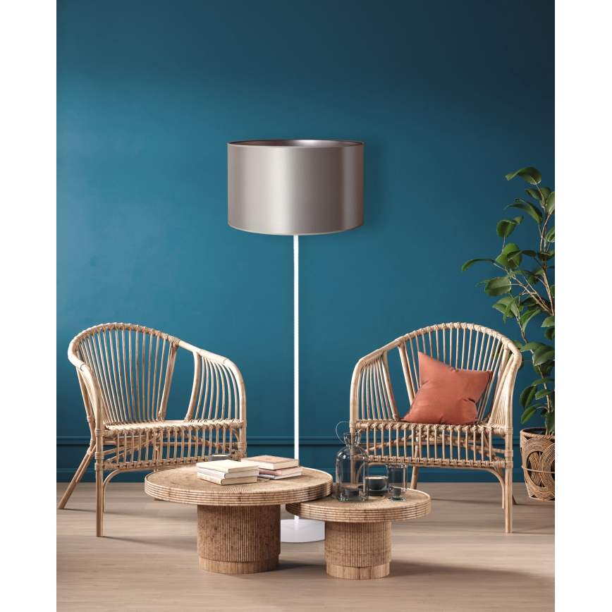 Duolla - Golvlampa CANNES 1xE27/15W/230V 45 cm silver/vit