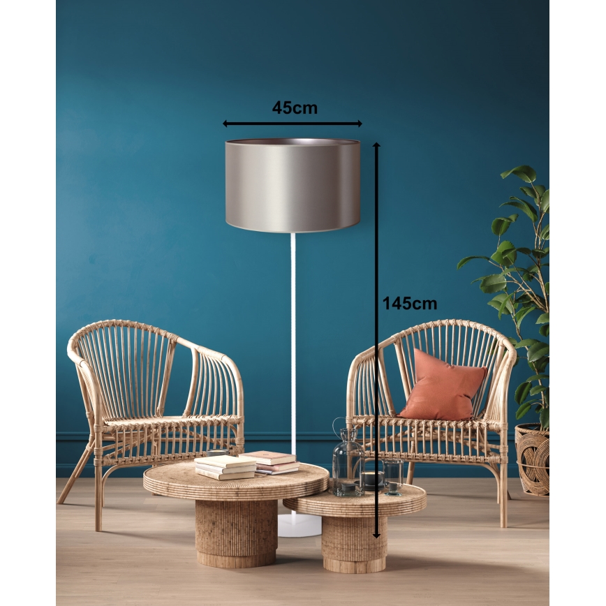 Duolla - Golvlampa CANNES 1xE27/15W/230V 45 cm silver/vit