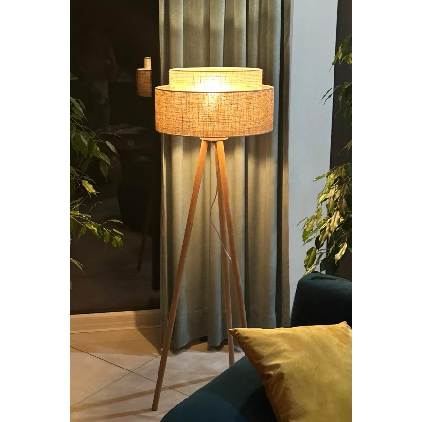 Duolla - Golvlampa YUTE BOHO 1xE27/15W/230V brun/grå