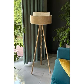 Duolla - Golvlampa YUTE BOHO 1xE27/15W/230V brun/grå