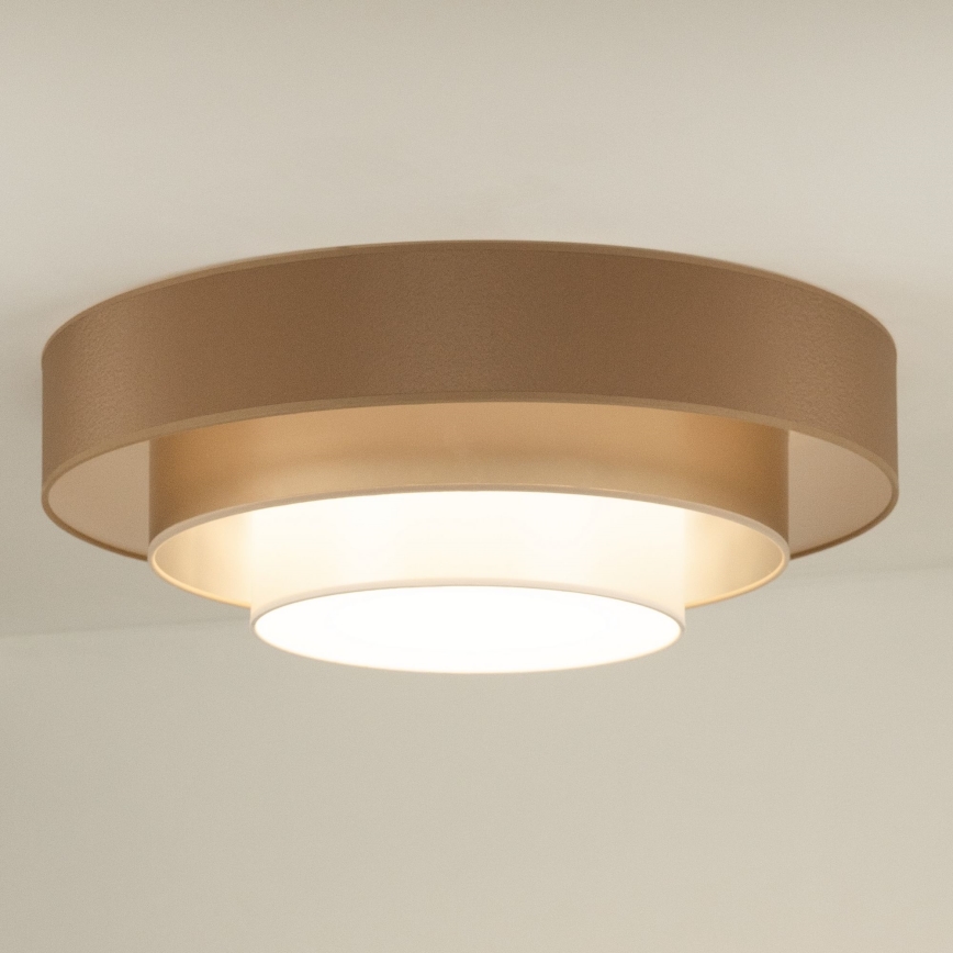 Duolla - LED taklampa LUNETA LED/26W/230V diameter 60 cm 4000K brun/guld/vit