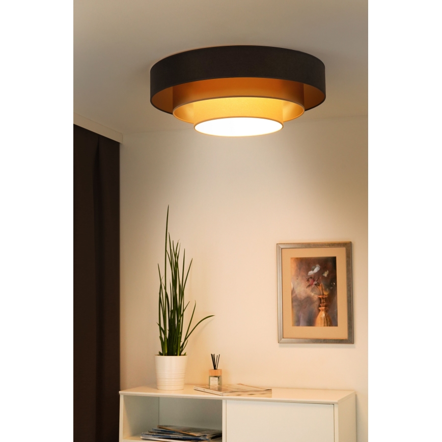 Duolla - LED taklampa LUNETA LED/26W/230V diameter 60 cm 4000K brun/guld/grädde