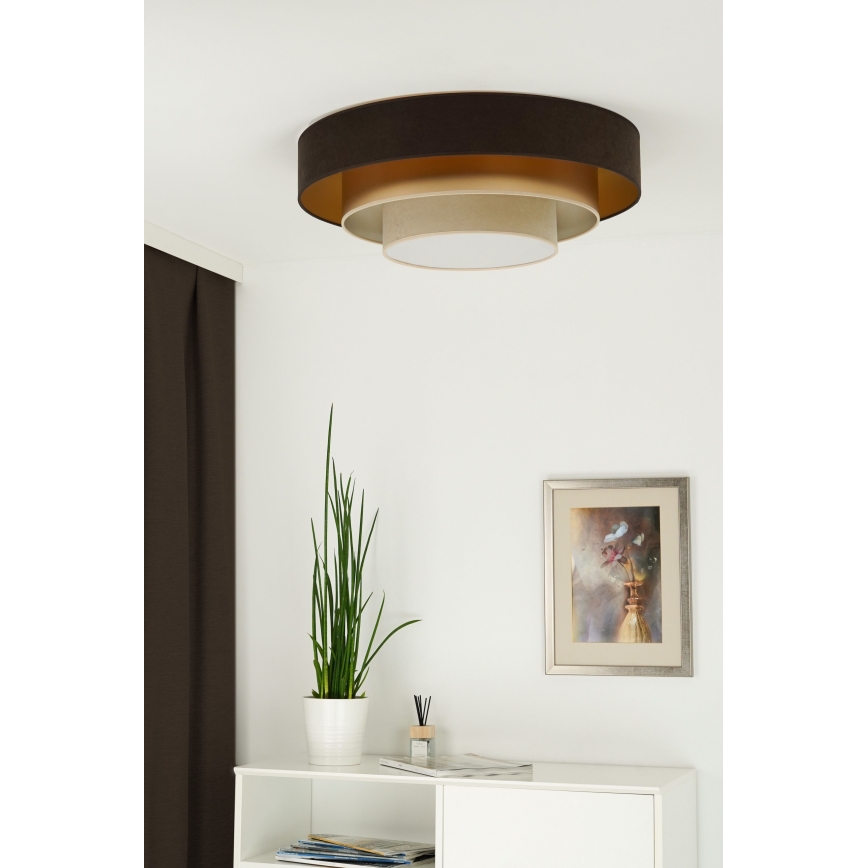 Duolla - LED taklampa LUNETA LED/26W/230V diameter 60 cm 4000K brun/guld/grädde