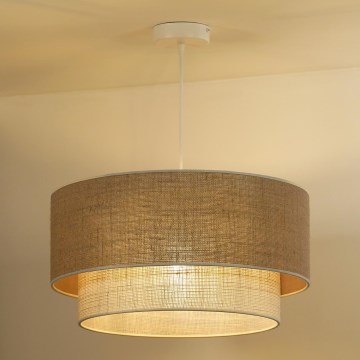 Duolla - Ljuskrona med textilsladd YUTE BOHO 1xE27/15W/230V diameter 45 cm brun/grå