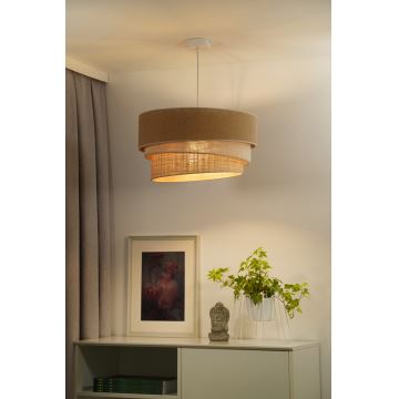 Duolla - Ljuskrona med textilsladd YUTE TRIO 3xE27/15W/230V diameter 60 cm brun/grå/beige