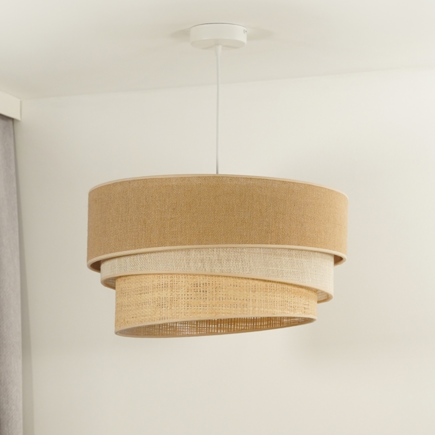 Duolla - Ljuskrona med textilsladd YUTE TRIO 3xE27/15W/230V diameter 60 cm brun/grå/beige