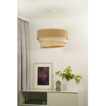 Duolla - Ljuskrona med textilsladd YUTE TRIO 3xE27/15W/230V diameter 60 cm brun/grå/beige