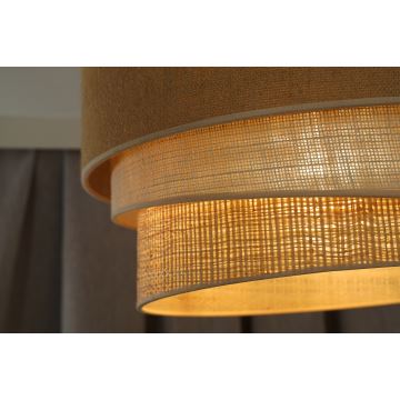 Duolla - Ljuskrona med textilsladd YUTE TRIO 3xE27/15W/230V diameter 60 cm brun/grå/beige