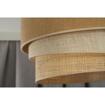 Duolla - Ljuskrona med textilsladd YUTE TRIO 3xE27/15W/230V diameter 60 cm brun/grå/beige