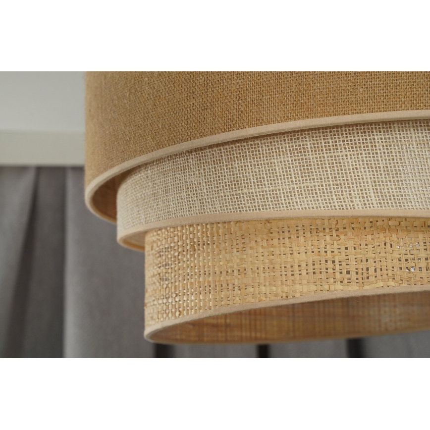 Duolla - Ljuskrona med textilsladd YUTE TRIO 3xE27/15W/230V diameter 60 cm brun/grå/beige