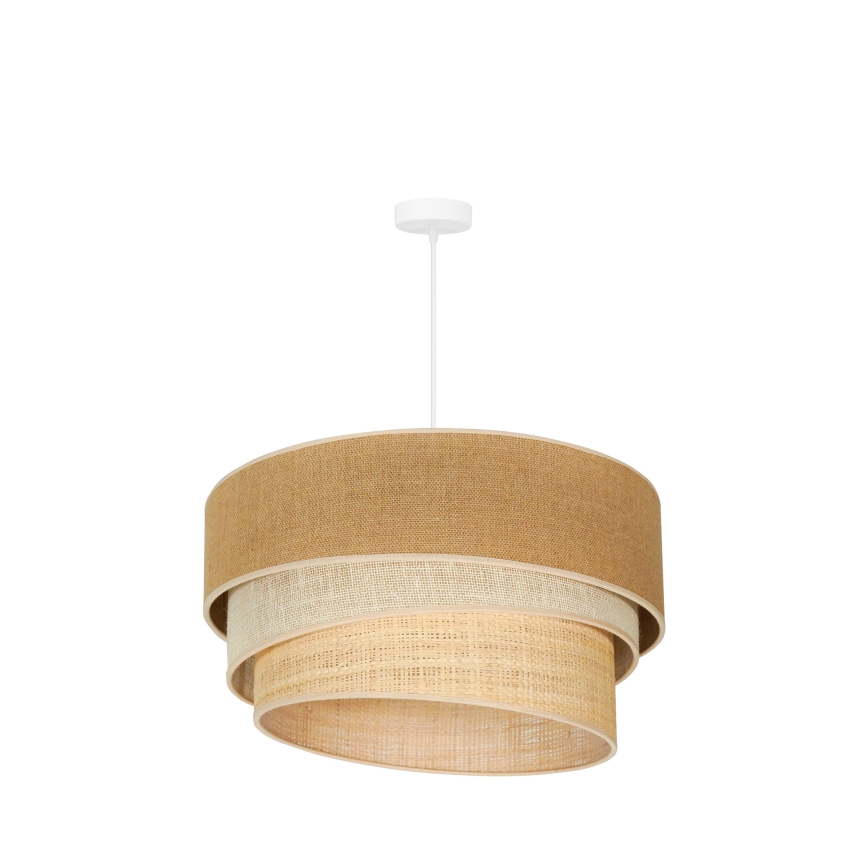 Duolla - Ljuskrona med textilsladd YUTE TRIO 3xE27/15W/230V diameter 60 cm brun/grå/beige