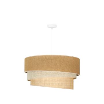 Duolla - Ljuskrona med textilsladd YUTE TRIO 3xE27/15W/230V diameter 60 cm brun/grå/beige