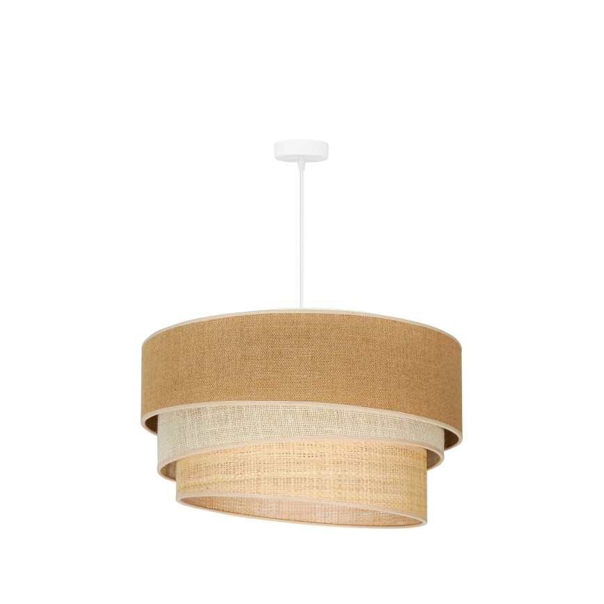 Duolla - Ljuskrona med textilsladd YUTE TRIO 3xE27/15W/230V diameter 60 cm brun/grå/beige