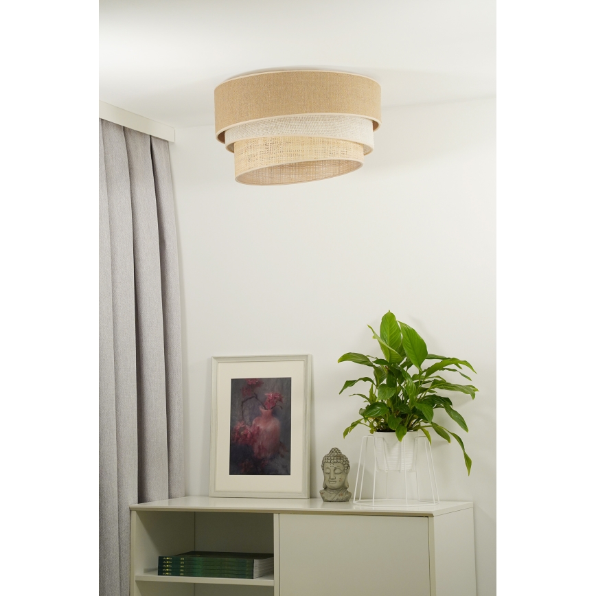 Duolla - Taklampa YUTE TRIO 3xE27/15W/230V diameter 60 cm brun/grå/beige