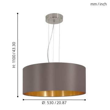 Eglo 31608 - Hängande Ljuskrona med snöre MASERLO 3xE27/60W/230V