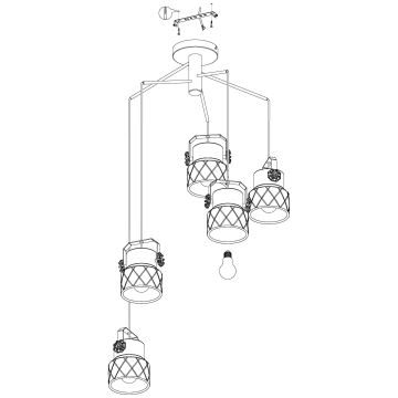 Eglo 39856 - Ljuskrona HILCOTT 5xE27/40W/230V