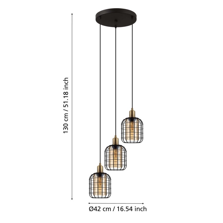 Eglo - Ljusskrona med upphängningsrem  3xE27/40W/230V