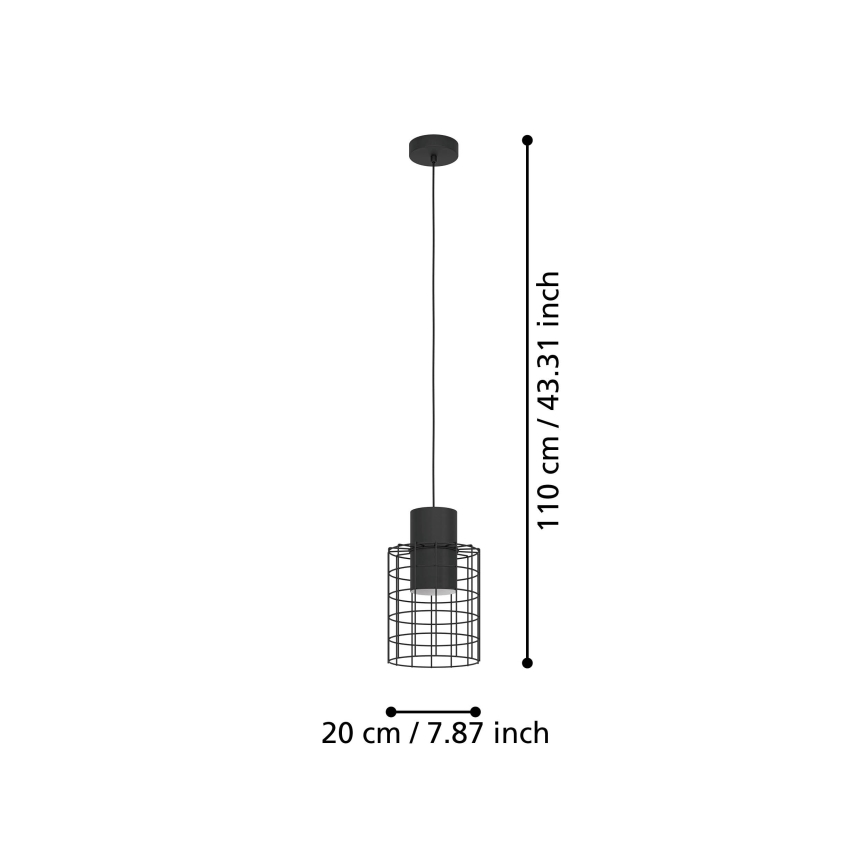 Eglo - Takkkrona på ett snöre  1xE27/40W/230V d. 20 cm svart 