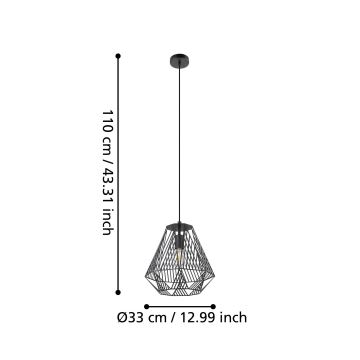 Eglo - Takkkrona på ett snöre  1xE27/40W/230V svart 