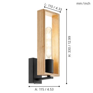 Eglo - Vägglampa 1xE27/60W/230V - FSC certifierade