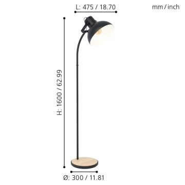 Eglo - Golvlampa 1xE27/28W/230V - FSC certifierade