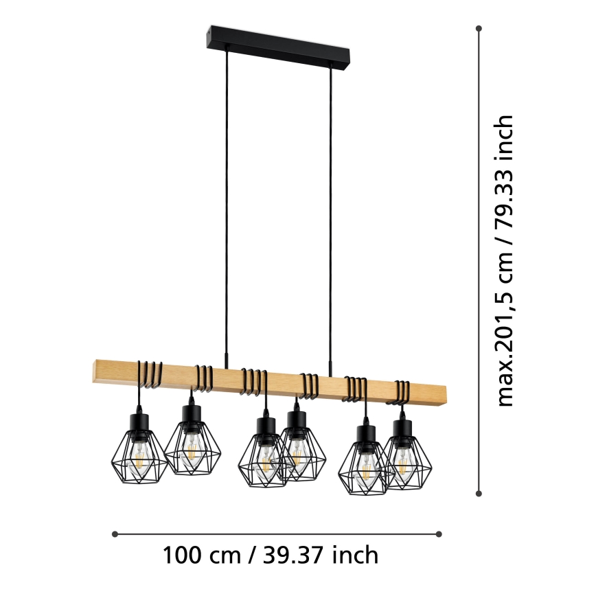 Eglo - Ljuskrona med textilsladd 6xE27/60W/230V - FSC certifierade