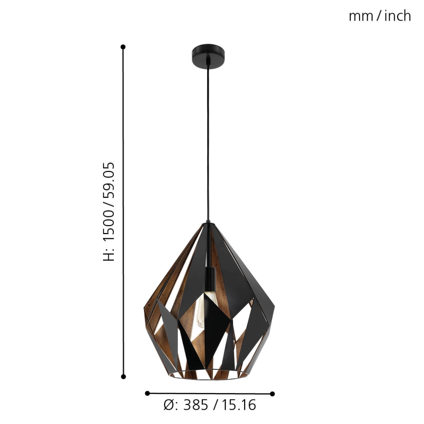 Eglo 49878 - Hängande lampa CARLTON 1 1xE27/60W/230V